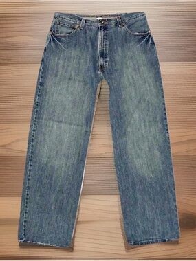 Urban Up Pipeline Mens Denim Jeans 38x30  Relaxed Wide Leg Medium Stone Wash EUC
